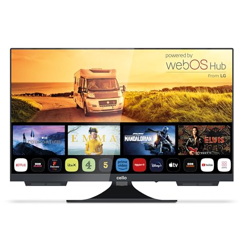 Cello C2424WS Trav 24" Zoll SMART 12V Camping Reise TV Rahmenlos Triple Tuner Bluetooth WebOS by LG Pitch Perfect Lautsprecher Disney+ Netflix Wohnmobil LKW Boot [2024] von Cello