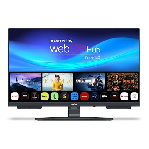 Cello C2424WSH 24" Zoll SMART rahmenloser TV Triple Tuner (DVB-C/-S2/-T2) Bluetooth WebOS by LG Pitch Perfect Lautsprecher Disney+ Netflix Ideal für kleine Räume [2024] von Cello