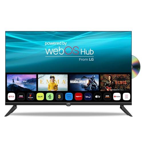 Cello C3224WSF 32" Zoll SMART/DVD rahmenloser TV integrierter DVD Player Triple Tuner Bluetooth superschnelles Betriebssystem WebOS by LG Disney+ Netflix Prime [2024] von Cello