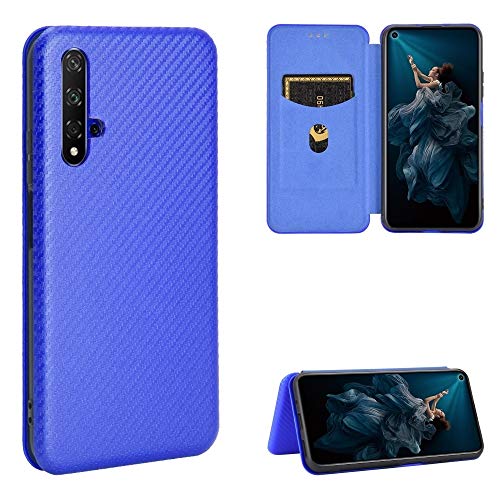 CellphoneParts BZN for Huawei Honor 20 / nova 5T Carbon Fiber Texture Magnetic Horizontal spiegeln TPU + PC + PU-Leder-Kasten mit Kartensteckplatz (Color : Blue) von CellphoneParts
