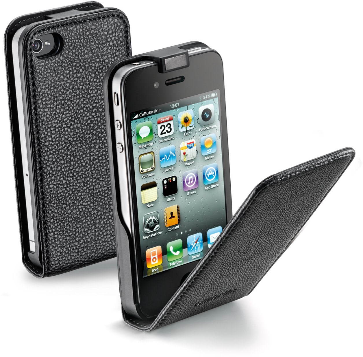 Klapptasche mit Magnet für iPhone 4 schwarz von Cellular Line