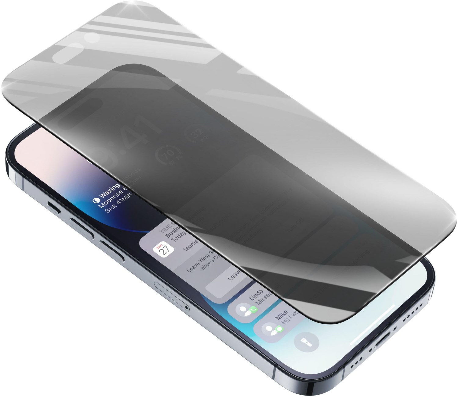 Privacy Schutzglas für iPhone 14 Pro Max transparent von Cellular Line