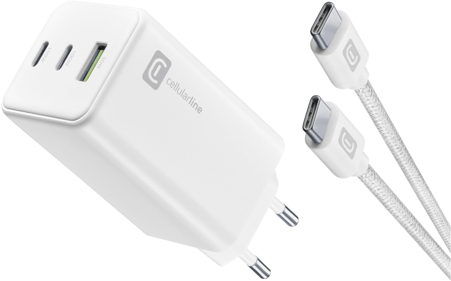 USB/2x USB-C Multipower Kit (100W) weiß von Cellular Line