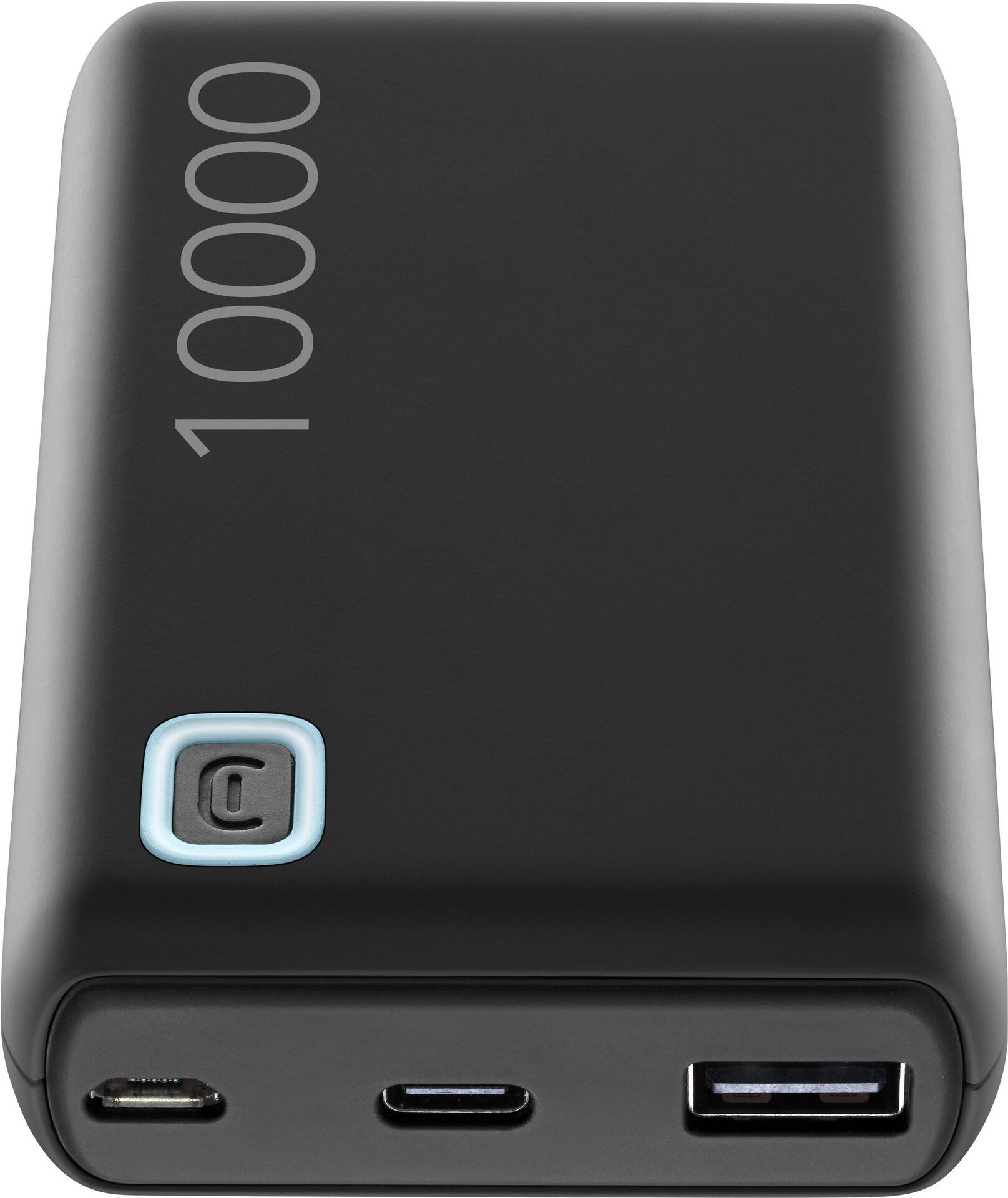 Cellularline ESSENCE. Akku-/Batteriekapazität: 10000 mAh, Akku-/Batterietechnologie: Lithium Polymer (LiPo). Ausgangs-Steckplätze USB A: 1, USB Typ-C Anzahl Anschlüsse: 1. Gesamte Ausgangsleistung: 12 W. Produktfarbe: Schwarz (PBESSENCE10000K) von CellularLine