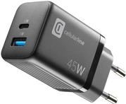 Cellularline USB Charger Multipower Micro 45W GaN 2 Ports PD Black (60001) von CellularLine