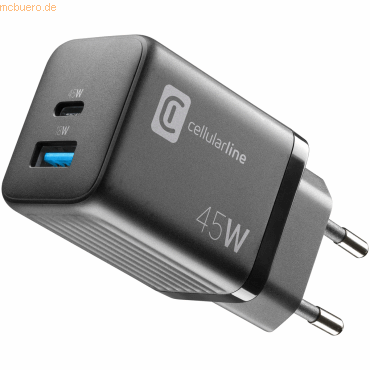 Cellularline Cellularline Charger Multipower Micro 45W GaN 2 Ports Bla von Cellularline