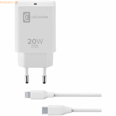 Cellularline Cellularline USB-C CHARGER KIT APPLE C2L 20W, weiß von Cellularline