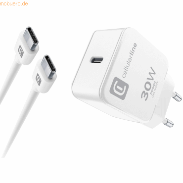 Cellularline Cellularline USB-C Charger Kit für Apple 30W PD White Cellularline Cellularline USB-C Charger Kit für Apple 30W PD White von Cellularline