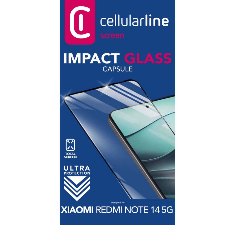 Cellularline Displayschutzglas Impact Glass Capsule Xiaomi Redmi Note 14 5G (61034) von Cellularline