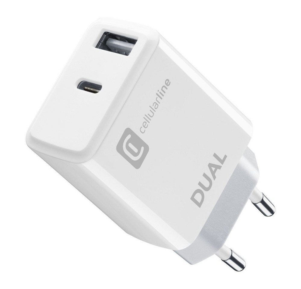 Cellularline Dual Port Travel Charger 20W White (60015) USB-Ladegerät von Cellularline