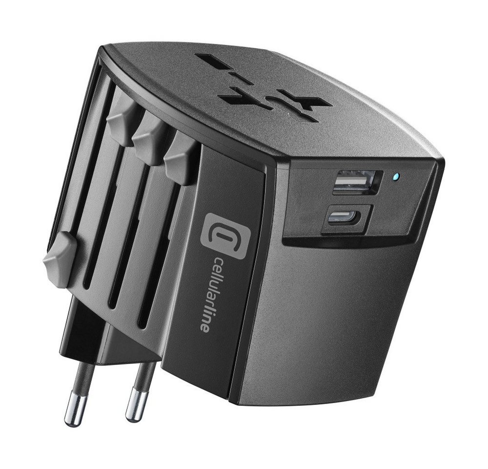 Cellularline Dual Port World Travel Charger 20W Black (60473) USB-Ladegerät von Cellularline