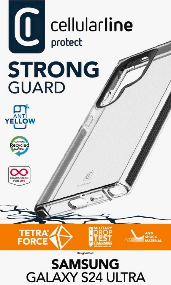 Cellularline Handyhülle Hard Case Tetra Force für Samsung Galaxy S24 Ultra, Handycover Backcover Schutzhülle Handyschutzhülle stoßfest kratzfest von Cellularline