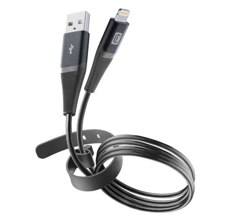 Cellularline Pro+ Data Cable Belt 1,2m USB-A/ Apple Lightning Black (60179) USB-Kabel von Cellularline