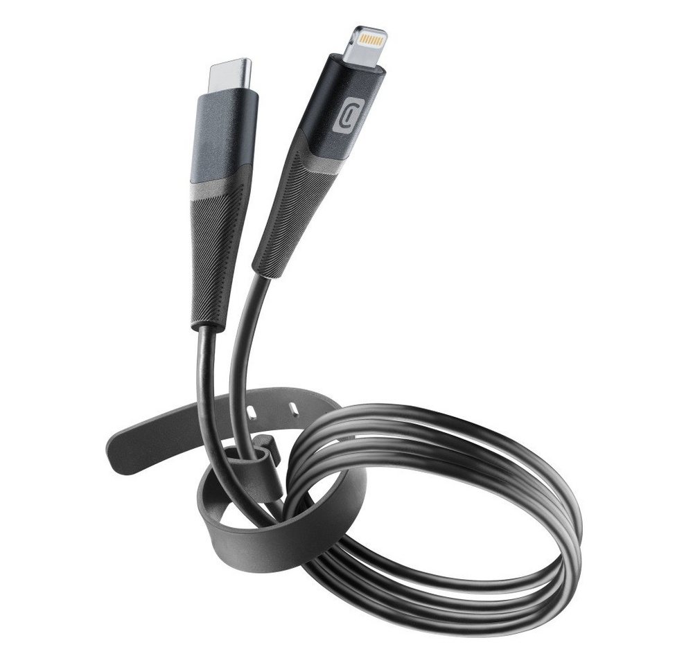 Cellularline Pro+ Data Cable Belt 1,2m USB Typ-C/ Apple Lightning Black (60178) USB-Kabel von Cellularline