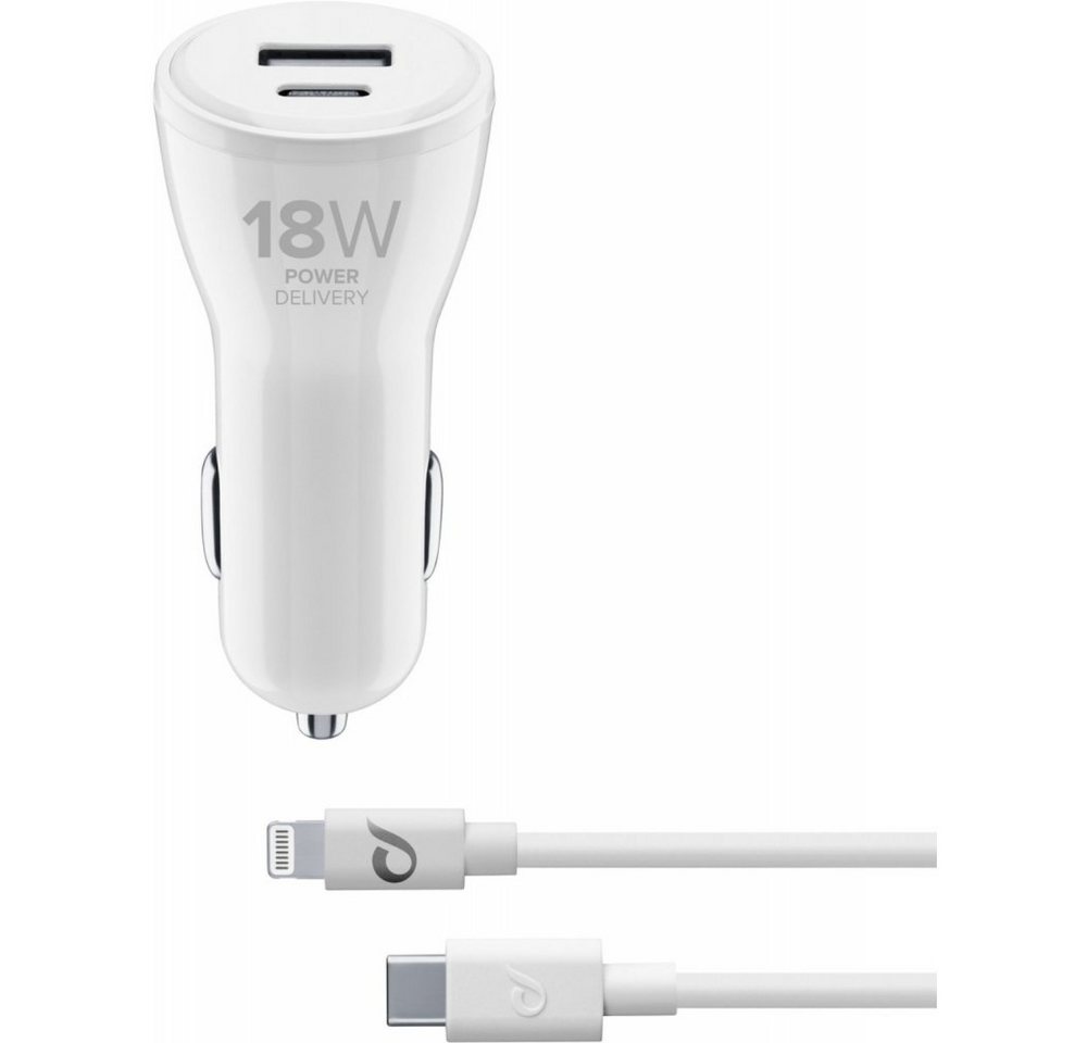 Cellularline USB-C Car Charger Dual Kit Lightning - KFZ-Ladekabel - weiß KFZ-Netzteil von Cellularline