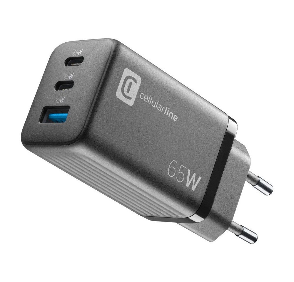 Cellularline USB Charger Multipower Micro 65W GaN 2 Ports PD Black (60000) Notebook-Netzteil von Cellularline
