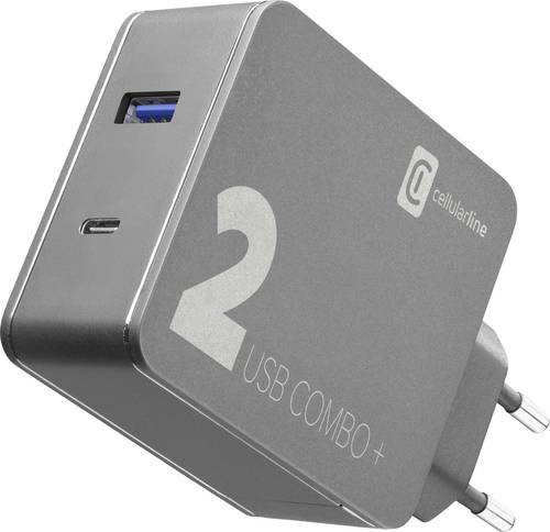 Cellularline USB-Ladegerät Steckdose Anzahl Ausgänge: 2 x USB 2.0 Buchse A, USB-C® Buchse von Cellularline