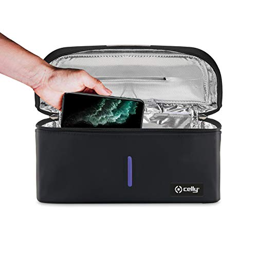 Celly Portable Universal UV Ray Sterilizer Machine (Certifications), Disinfectant Bag with UV-C Rays for Smartphones and Accessories, Tablets up to 8", Watches, Masks, Gloves. von Celly