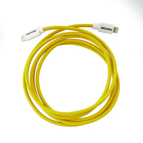 Celly USB-C-auf-Lightning-Kabel, kompatibel mit Apple-Geräten und iOS-System, Länge 1,5 m, unterstützt 60 W, PVC-Stecker und Nylonbeschichtung, knitterfrei, Gelb von Celly