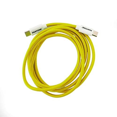 Celly USB-C-auf-USB-C-Kabel mit wendbarem Anschluss für schnelles Aufladen, 1,5 m lang, PVC-Stecker und Nylon-Beschichtung, zum Aufladen und Übertragen von Daten, Gelb von Celly