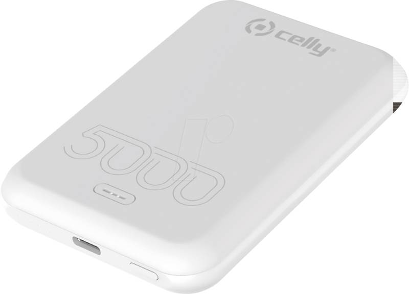 MAGPB5000EVOWH - Powerbank, Li-Po, 5000 mAh, QI, MagSafe, weiß von Celly