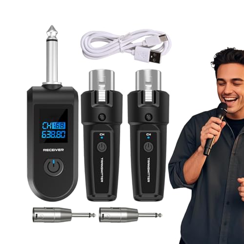 Celuicion Drahtloser Mikrofon -Sender und Empfänger, drahtloses Mikrofonsystem - 10 Kanäle Wireless Adapter für dynamisches Mikrofon | Wiederaufladbarer Sender und Empfänger für Audiomischer, E Celuicion Drahtloser Mikrofon -Sender und Empfänger, drahtloses Mikrofonsystem - 10 Kanäle Wireless Adapter für dynamisches Mikrofon | Wiederaufladbarer Sender und Empfänger für Audiomischer, E von Celuicion