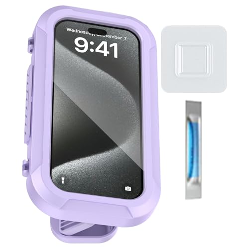 Celuicion Duschphone Halter wasserdicht, Dusch Telefonhalterung - Badezimmer Wand Telefon Mount - Anti -Slip 360 Grad Verstellbarer Kleber -Touchscreen -Ständer für Pool Badbadewanne Haus 7inch von Celuicion
