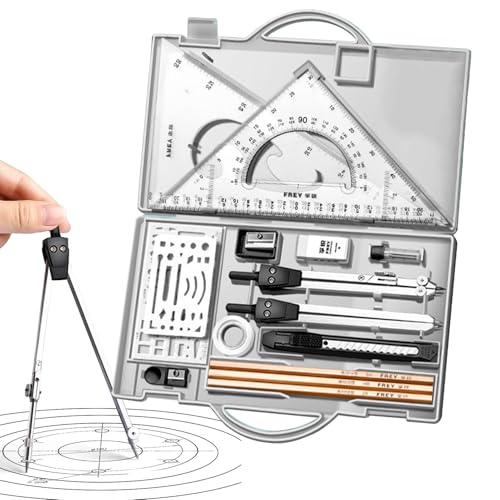 Celuicion Geometrie -Kit, Geometriekompass -Set - 16x Math Tool Kit,Entwurf von Tools mit Speicherbox Zeichnungsmittel für Künstler Schüler Lehrer Architekten Celuicion Geometrie -Kit, Geometriekompass -Set - 16x Math Tool Kit,Entwurf von Tools mit Speicherbox Zeichnungsmittel für Künstler Schüler Lehrer Architekten von Celuicion