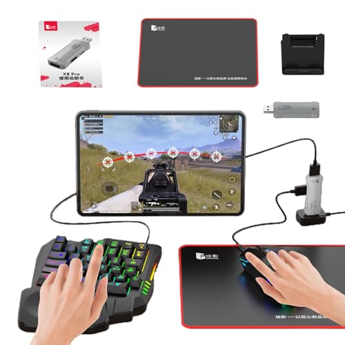 Celuicion LED -Tastatur und Mäuse, Kabelspieltastatur und Mäuse,Spieltastatur mit Mäusen | Ergonomic Design Controller Adapter Converter Set für Programmier Esports von Celuicion