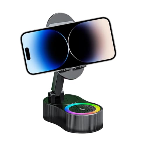 Celuicion Schreibtisch Telefonhalterung,Telefonständer - Anpassbares Tragbares RGB-Dock Mit Lautsprecher Für Reisen Auto Flugzeug Schlafzimmer Wohnheim Aufnahmen Videoanrufe von Celuicion