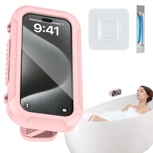 Celuicion Telefonhalter Dusche, Duschfasshalter wasserdicht - Badezimmer Wand Telefon Mount | Anti -Slip 360 Grad Verstellbarer Kleber -Touchscreen -Ständer für Pool Badbadewanne Haus 7inch von Celuicion