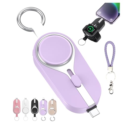 KeyPact Duo, Keypact Duo Charger, 2 In 1 Emergency Mobile Power Bank, Portable Telescopic Charger Key Chain, Mini Keychain Powerbank 2000mah (for iPhone,Purple) von Cemssitu