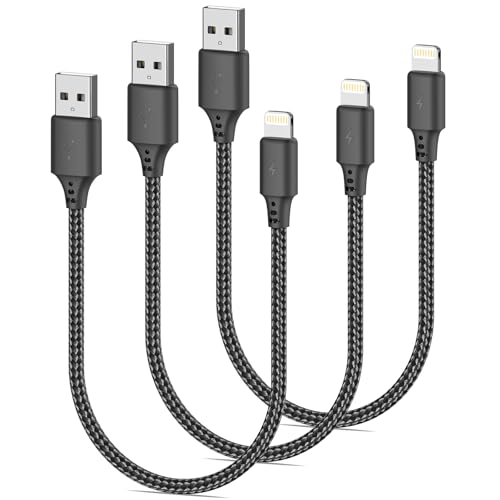 Kurzes iPhone-Ladekabel, 30 cm, 3 Stück, USB-auf-Lightning-Kabel, geflochtenes Nylon, 30,5 cm, Schnellladung, MFi-zertifiziert, kurzes Lightning-Kabel, kompatibel mit iPhone 14, 13, 12, 11 Pro/Max Kurzes iPhone-Ladekabel, 30 cm, 3 Stück, USB-auf-Lightning-Kabel, geflochtenes Nylon, 30,5 cm, Schnellladung, MFi-zertifiziert, kurzes Lightning-Kabel, kompatibel mit iPhone 14, 13, 12, 11 Pro/Max von Cenepor