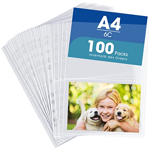 100 Stück A4 Dokumenten Hüllen Geteilt in 2 Fächer Kartenhüllen Fotohüllen Transparente Prospekthüllen Sammel Hüllen Insert Sichthüllen für Postkarten Fotos, 310 x 240 mm von Censen