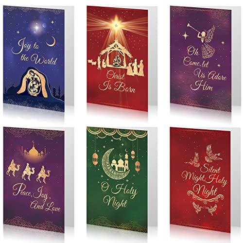Christliche Weihnachtskarten, 24 Stück, religiöses Dankeschön, Weihnachtsfeier, mit Schrift und 24 Umschlägen für Winterurlaub, Weihnachtsfeier, Silvester von Censen