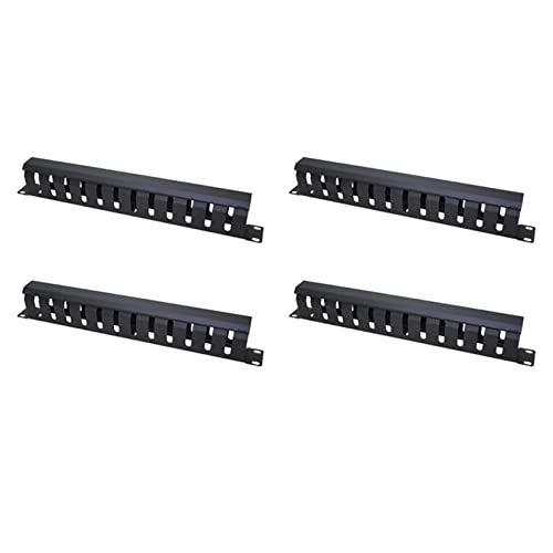 Censous 4 x 19-Zoll-Server-Rack mit horizontaler Unterstützung für Kabelmanagement 1U, Organizer für Kabel mit Metallkanal, 12 Steckplätze mit Deckel von Censous