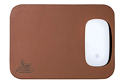 Centaur - Hochwertiges Leder Mousepad 25x18 cm Cognac - Vintage Mauspad aus echtem Leder - Unterlage für Computermaus - Leather Pad - Handarbeit Made in Germany von Centaur