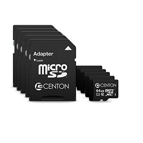 Centon MP Essential Micro SDXC Card, UHS1, 64GB, 5 Pack Bulk w/Adapter, S1-MSDXU1-64G-5-B von Centon