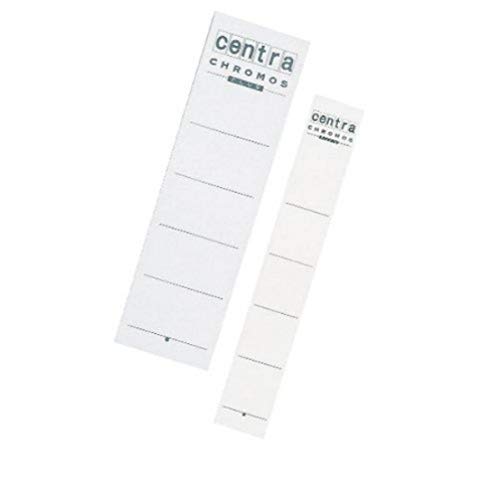 Centra Ersatz-Rückenschilder für 75 mm Ordner mit Rückenschild-Taschen, 10 Stück aus Karton, Kurz und breit, 55 x 190 mm, weiß, 290105 von Centra