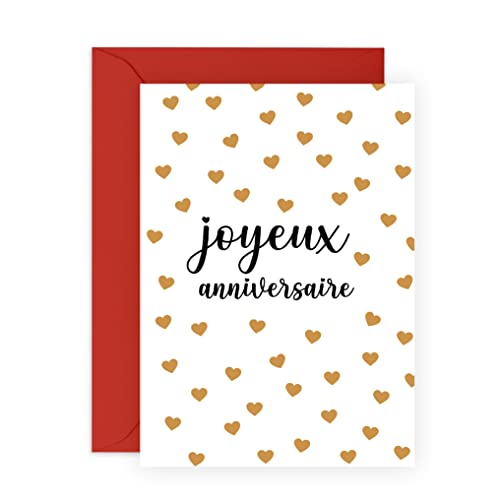 Central 23 Carte d'anniversaire mignonne pour homme - Joyeux anniversaire - Coeurs - Cadeau d'anniversaire pour femme - Carte d'anniversaire douce pour fille - Livré avec autocollants - Par von Central 23