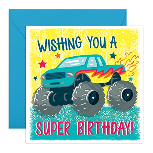 Central 23 Geburtstagskarte für Enkelsohn – Monstertruck Geburtstagskarte – Happy Birthday Karte für ihn – Enkelsohn Geburtstagskarte – Geschenke für Neffen Cousin – kommt mit lustigen Aufklebern von Central 23