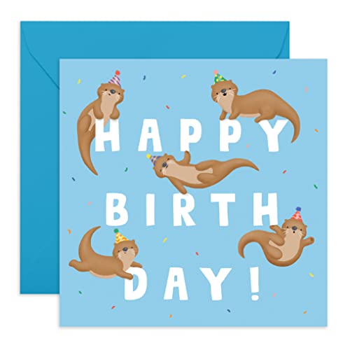 Central 23 Geburtstagskarte für Jungen – Geburtstagsbuchstaben Otter – Kinder Geburtstagskarte – für Männer und Frauen – für Kinder Baby Mädchen – Otter Geburtstagskarten von Central 23