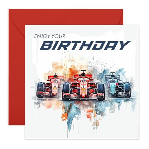 Central 23 Geburtstagskarte für Kinder – F1-Geburtstag – Rennwagen – Geburtstagskarten für Jungen, Bruder, Sohn, Enkel – mit Aufklebern von Central 23