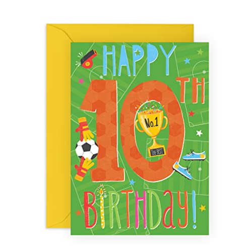 Central 23 Geburtstagskarte zum 10. Geburtstag für Jungen – Fußball-Geburtstagskarte – Geschenke für Enkel, Patensohn, Neffe – Zehnter Geburtsta – mit Aufklebern von Central 23