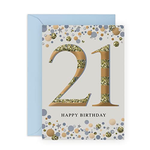 Central 23 Geburtstagskarte zum 21. Geburtstag für Frauen – Happy Birthday Karte für sie 21. Geburtstag – Glitzer Alter 21 – Geschenke für Tochter, Schwester, Freundin – kommt mit Aufklebern von Central 23