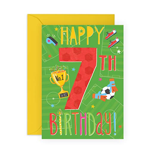 Central 23 Geburtstagskarte zum 7. Geburtstag für Jungen – Fußball-Geburtstagskarten – Geschenke für Enkel, Patensohn, Neffe – siebter Tag – 7 Jahre alt – kommt mit lustigen Aufklebern von Central 23