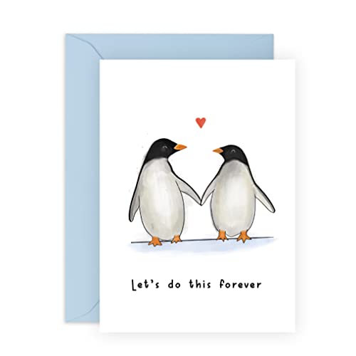 Central 23 Hochzeitstagskarte für Paare, für Ehemann, Ehefrau, niedliche Pinguine – "Let's Do This Forever" – für Freund und Freundin, Verlobte, mit lustigen Aufklebern von Central 23