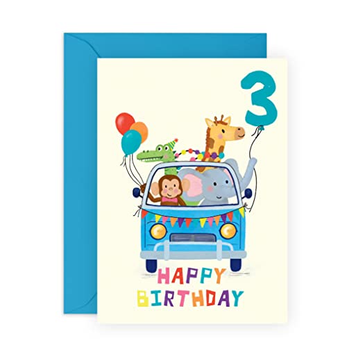 Central 23 Karte zum dritten Geburtstag für Jungen – Geburtstagskarte für Alter 3 – drei Jahre alt – Happy 3rd Birthday Grußkarte für Kinder – Sohn – Kleinkind – mit Aufklebern von Central 23