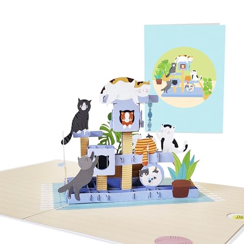 Central 23 Katzen Pop Up Karte – Katzenturm – lustige 3D Katzen Geburtstagskarte für Männer und Frauen – für Katzenliebhaber – mit Aufklebern von Central 23