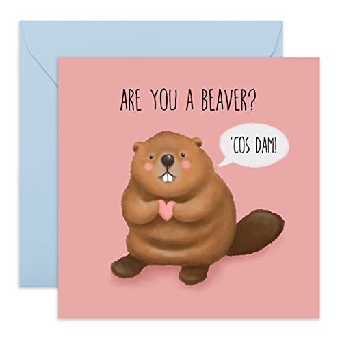 Central 23 Lustige Hochzeitstagskarte – Are You A Beaver – humorvolle Valentinstagskarte für Ehemann, Ehefrau, Freund, Freund, Freundin - Jahrestag oder Valentinstagskarte für Männer Frauen von Central 23